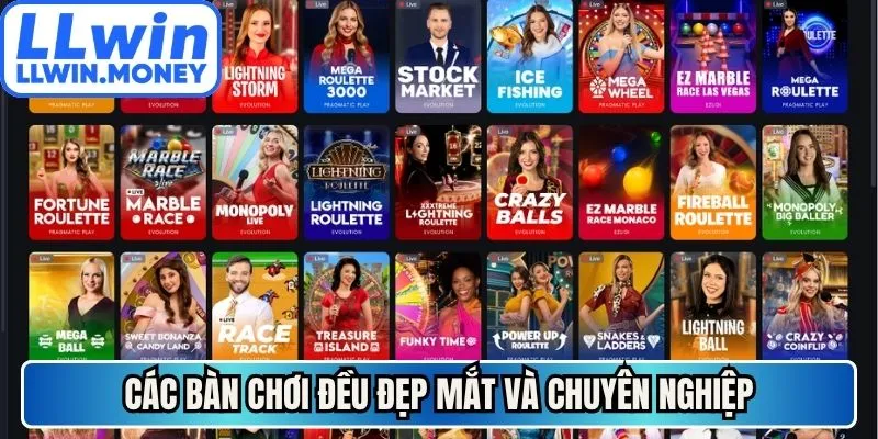 Casino LLWIN 2 Các bàn chơi đều đẹp mắt và chuyên nghiệp